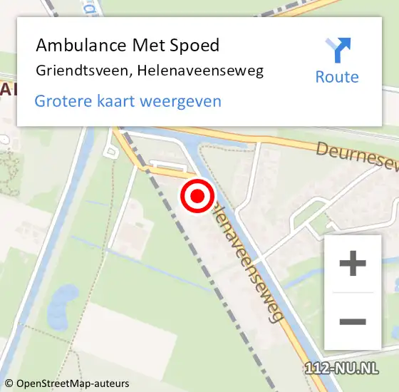 Locatie op kaart van de 112 melding: Ambulance Met Spoed Naar Griendtsveen, Helenaveenseweg op 16 april 2018 09:25