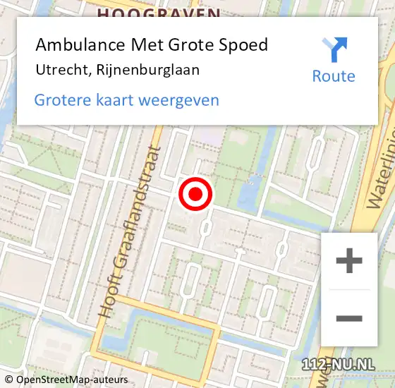 Locatie op kaart van de 112 melding: Ambulance Met Grote Spoed Naar Utrecht, Rijnenburglaan op 16 april 2018 09:35