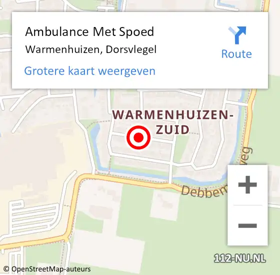Locatie op kaart van de 112 melding: Ambulance Met Spoed Naar Warmenhuizen, Dorsvlegel op 16 april 2018 09:56