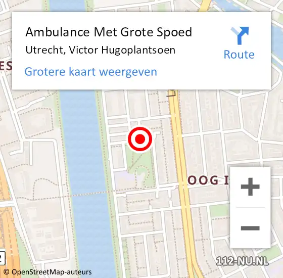 Locatie op kaart van de 112 melding: Ambulance Met Grote Spoed Naar Utrecht, Victor Hugoplantsoen op 16 april 2018 10:16