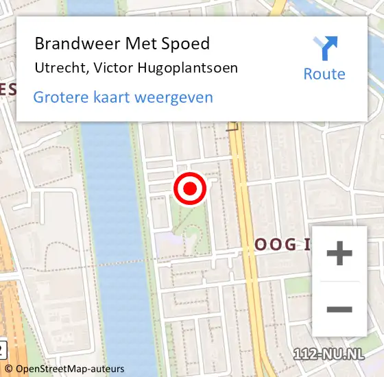 Locatie op kaart van de 112 melding: Brandweer Met Spoed Naar Utrecht, Victor Hugoplantsoen op 16 april 2018 10:24