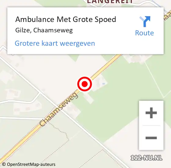 Locatie op kaart van de 112 melding: Ambulance Met Grote Spoed Naar Gilze, Chaamseweg op 16 april 2018 11:40