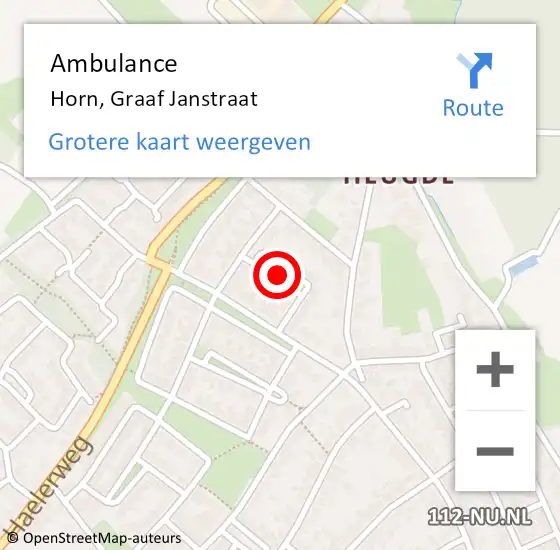 Locatie op kaart van de 112 melding: Ambulance Horn, Graaf Janstraat op 16 april 2018 11:47