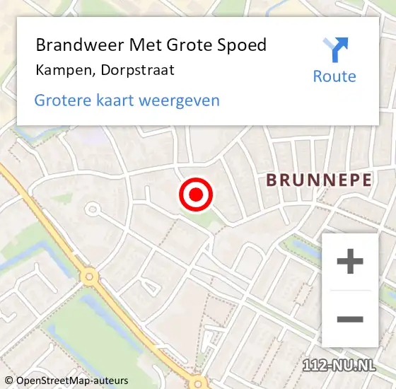 Locatie op kaart van de 112 melding: Brandweer Met Grote Spoed Naar Kampen, Dorpstraat op 16 april 2018 12:14