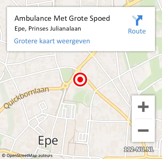 Locatie op kaart van de 112 melding: Ambulance Met Grote Spoed Naar Epe, Prinses Julianalaan op 16 april 2018 12:23