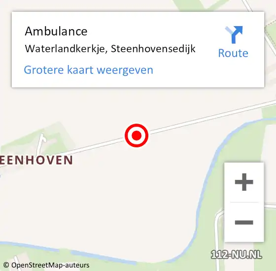 Locatie op kaart van de 112 melding: Ambulance Waterlandkerkje, Steenhovensedijk op 16 april 2018 12:26