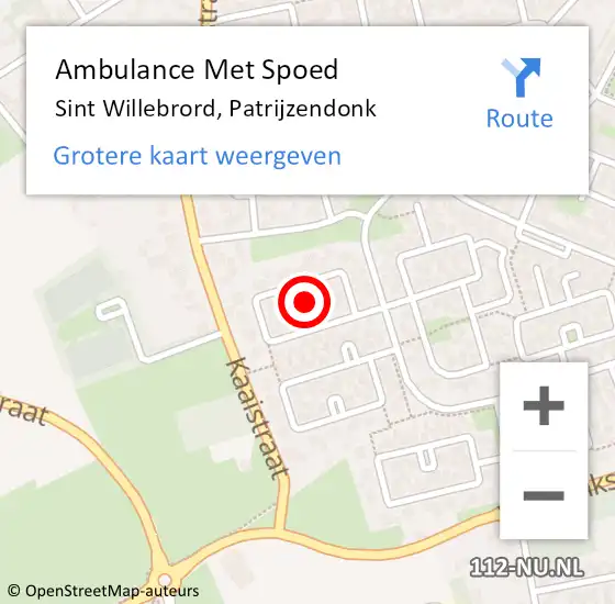 Locatie op kaart van de 112 melding: Ambulance Met Spoed Naar Sint Willebrord, Patrijzendonk op 16 april 2018 12:26