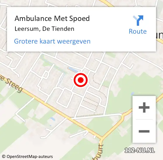 Locatie op kaart van de 112 melding: Ambulance Met Spoed Naar Leersum, De Tienden op 16 april 2018 12:42