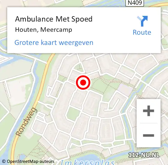 Locatie op kaart van de 112 melding: Ambulance Met Spoed Naar Houten, Meercamp op 16 april 2018 12:51