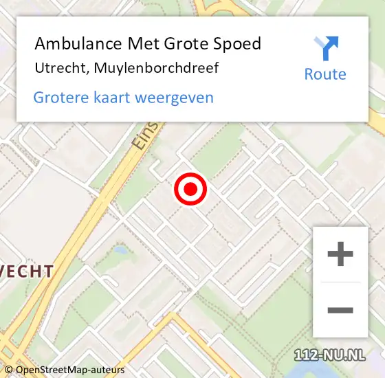 Locatie op kaart van de 112 melding: Ambulance Met Grote Spoed Naar Utrecht, Muylenborchdreef op 16 april 2018 13:16