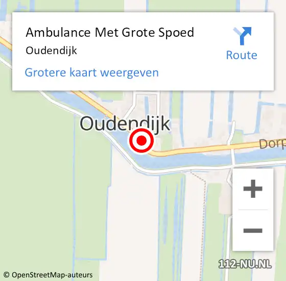Locatie op kaart van de 112 melding: Ambulance Met Grote Spoed Naar Oudendijk op 16 april 2018 13:45