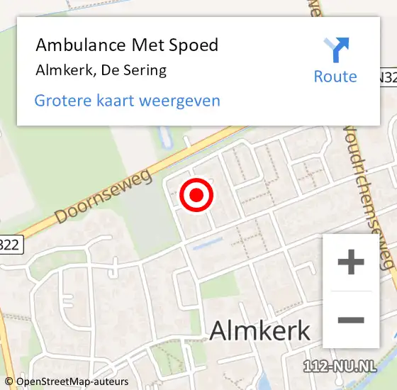 Locatie op kaart van de 112 melding: Ambulance Met Spoed Naar Almkerk, De Sering op 16 april 2018 14:53