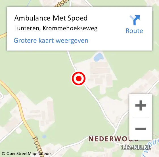 Locatie op kaart van de 112 melding: Ambulance Met Spoed Naar Lunteren, Krommehoekseweg op 16 april 2018 15:03