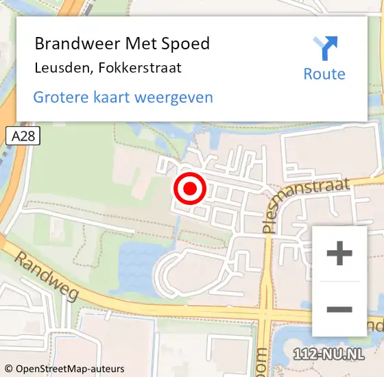 Locatie op kaart van de 112 melding: Brandweer Met Spoed Naar Leusden, Fokkerstraat op 16 april 2018 15:17