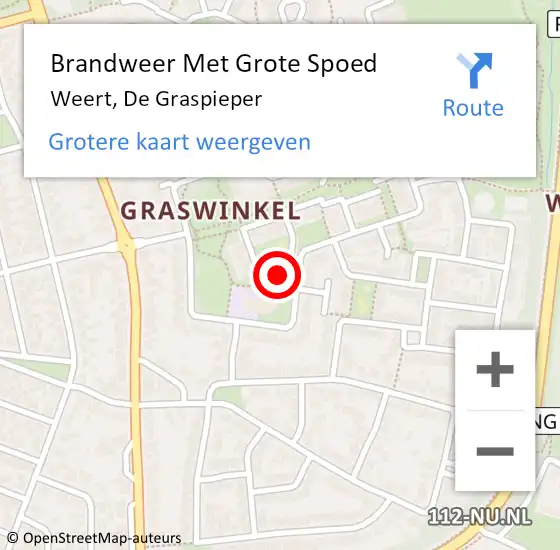 Locatie op kaart van de 112 melding: Brandweer Met Grote Spoed Naar Weert, De Graspieper op 16 april 2018 16:02