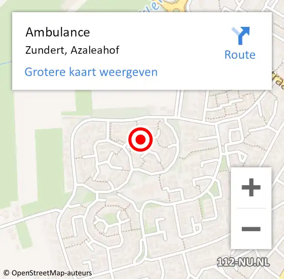 Locatie op kaart van de 112 melding: Ambulance Zundert, Azaleahof op 16 april 2018 16:11