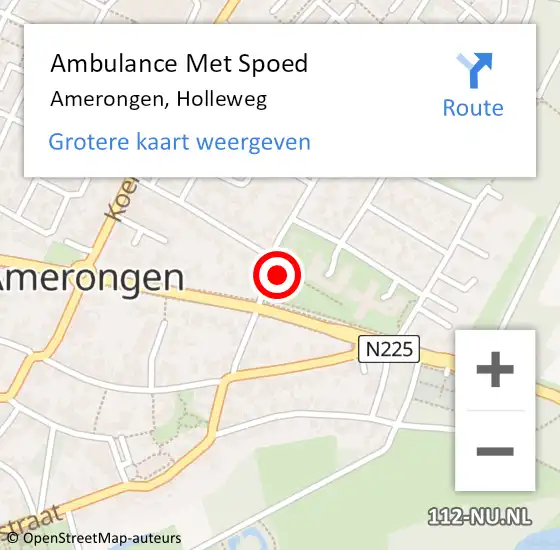 Locatie op kaart van de 112 melding: Ambulance Met Spoed Naar Amerongen, Holleweg op 16 april 2018 16:11