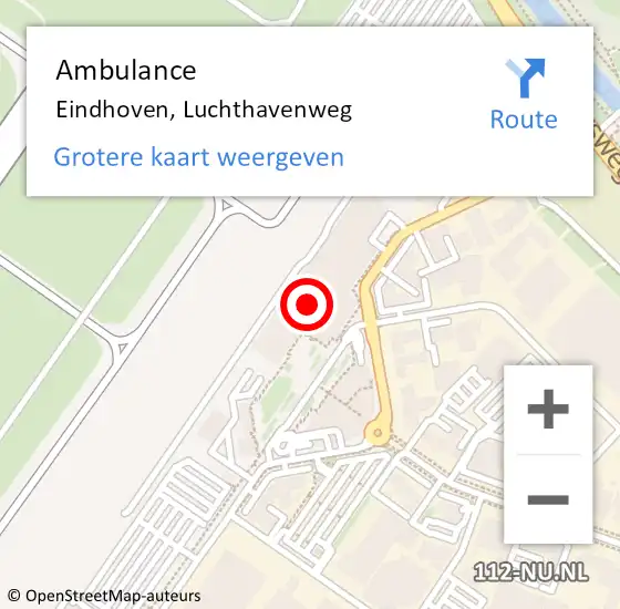 Locatie op kaart van de 112 melding: Ambulance Eindhoven, Luchthavenweg op 16 april 2018 16:25