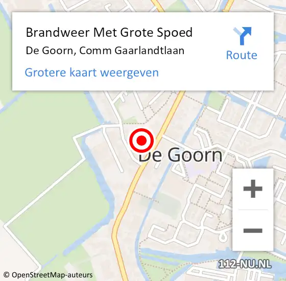 Locatie op kaart van de 112 melding: Brandweer Met Grote Spoed Naar De Goorn, Comm Gaarlandtlaan op 16 april 2018 17:09