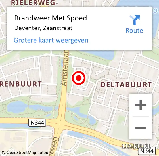 Locatie op kaart van de 112 melding: Brandweer Met Spoed Naar Deventer, Zaanstraat op 16 april 2018 17:34