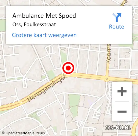 Locatie op kaart van de 112 melding: Ambulance Met Spoed Naar Oss, Foulkesstraat op 16 april 2018 17:35