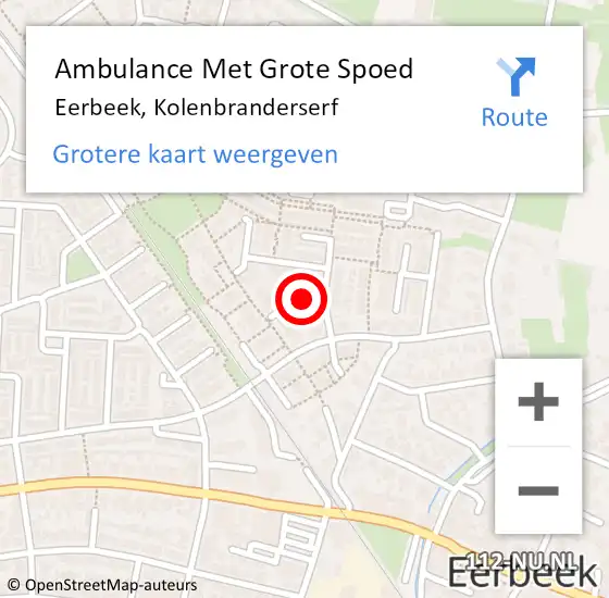 Locatie op kaart van de 112 melding: Ambulance Met Grote Spoed Naar Eerbeek, Kolenbranderserf op 16 april 2018 17:37