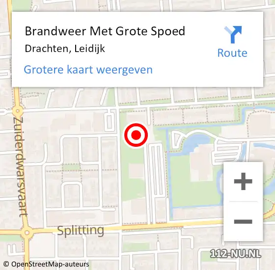 Locatie op kaart van de 112 melding: Brandweer Met Grote Spoed Naar Drachten, Leidijk op 16 april 2018 18:58