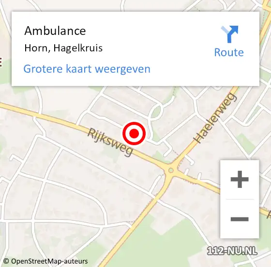 Locatie op kaart van de 112 melding: Ambulance Horn, Hagelkruis op 16 april 2018 18:59