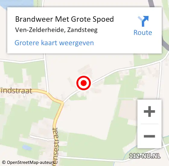 Locatie op kaart van de 112 melding: Brandweer Met Grote Spoed Naar Ven-Zelderheide, Zandsteeg op 16 april 2018 19:07