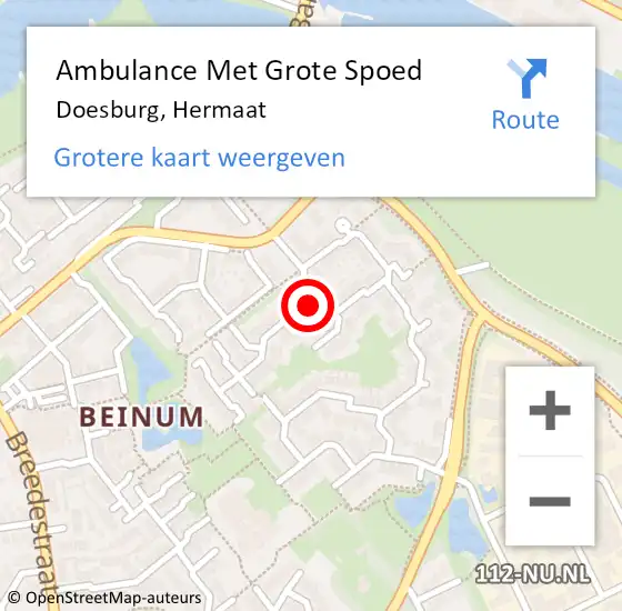 Locatie op kaart van de 112 melding: Ambulance Met Grote Spoed Naar Doesburg, Hermaat op 16 april 2018 19:45
