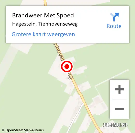 Locatie op kaart van de 112 melding: Brandweer Met Spoed Naar Hagestein, Tienhovenseweg op 16 april 2018 20:00