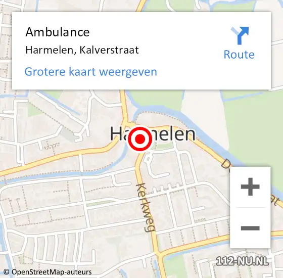 Locatie op kaart van de 112 melding: Ambulance Harmelen, Kalverstraat op 16 april 2018 20:35