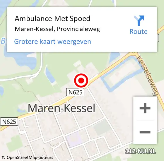 Locatie op kaart van de 112 melding: Ambulance Met Spoed Naar Maren-Kessel, Provincialeweg op 16 april 2018 20:42