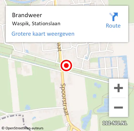 Locatie op kaart van de 112 melding: Brandweer Waspik, Stationslaan op 16 april 2018 20:43