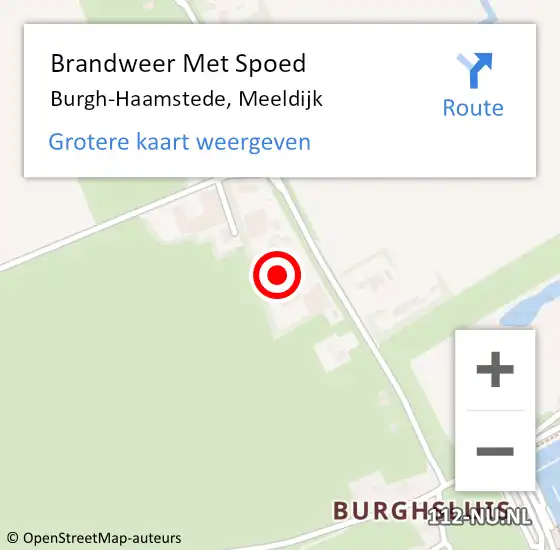 Locatie op kaart van de 112 melding: Brandweer Met Spoed Naar Burgh-Haamstede, Meeldijk op 16 april 2018 21:34