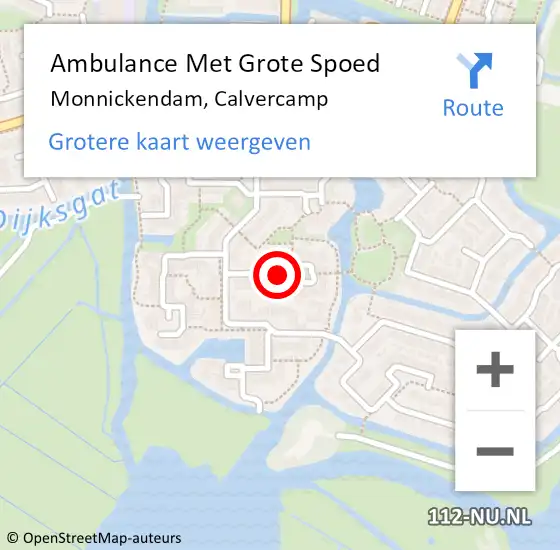 Locatie op kaart van de 112 melding: Ambulance Met Grote Spoed Naar Monnickendam, Calvercamp op 16 april 2018 23:07