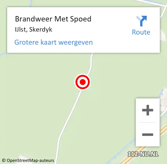 Locatie op kaart van de 112 melding: Brandweer Met Spoed Naar IJlst, Skerdyk op 16 april 2018 23:38