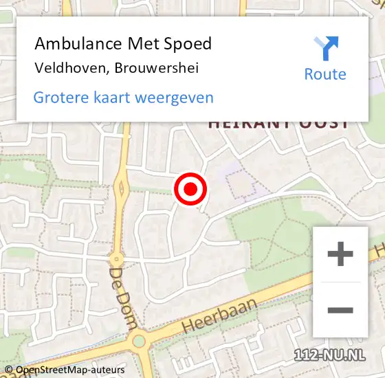 Locatie op kaart van de 112 melding: Ambulance Met Spoed Naar Veldhoven, Brouwershei op 17 april 2018 00:47