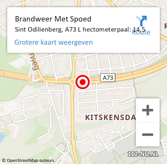 Locatie op kaart van de 112 melding: Brandweer Met Spoed Naar Sint Odilienberg, A73 L hectometerpaal: 14,5 op 17 april 2018 01:10