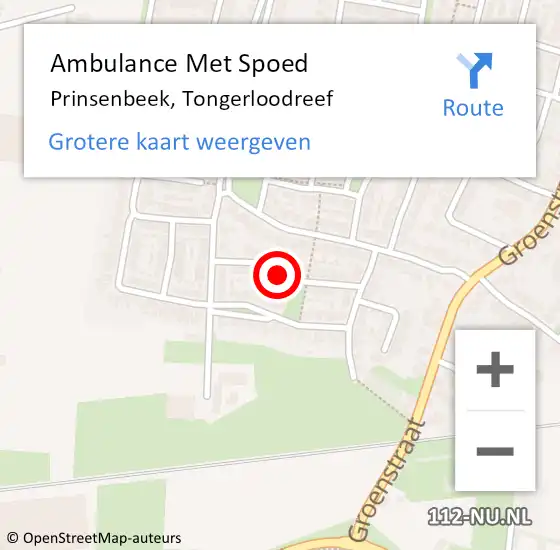 Locatie op kaart van de 112 melding: Ambulance Met Spoed Naar Prinsenbeek, Tongerloodreef op 17 april 2018 05:12
