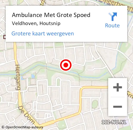 Locatie op kaart van de 112 melding: Ambulance Met Grote Spoed Naar Veldhoven, Houtsnip op 17 april 2018 05:37