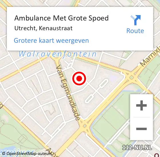 Locatie op kaart van de 112 melding: Ambulance Met Grote Spoed Naar Utrecht, Kenaustraat op 17 april 2018 07:07