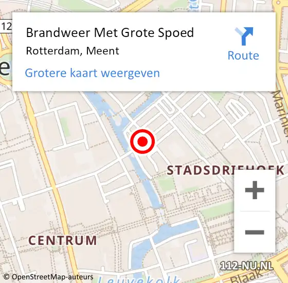 Locatie op kaart van de 112 melding: Brandweer Met Grote Spoed Naar Rotterdam, Meent op 17 april 2018 07:38