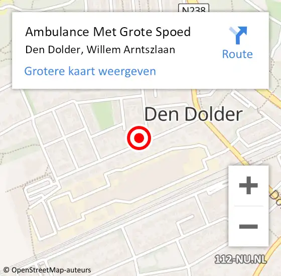 Locatie op kaart van de 112 melding: Ambulance Met Grote Spoed Naar Den Dolder, Willem Arntszlaan op 17 april 2018 07:45