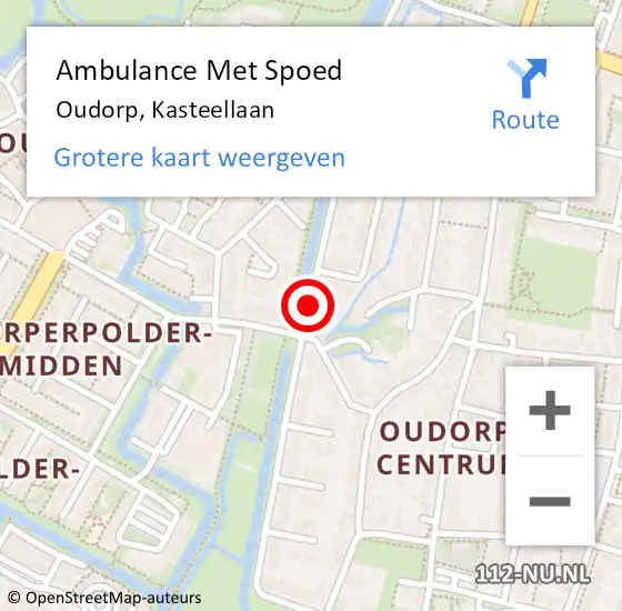 Locatie op kaart van de 112 melding: Ambulance Met Spoed Naar Oudorp, Kasteellaan op 17 april 2018 08:36