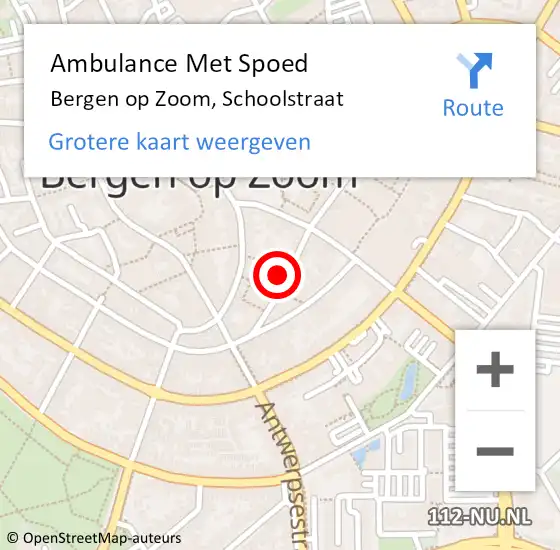 Locatie op kaart van de 112 melding: Ambulance Met Spoed Naar Bergen op Zoom, Schoolstraat op 17 april 2018 08:51