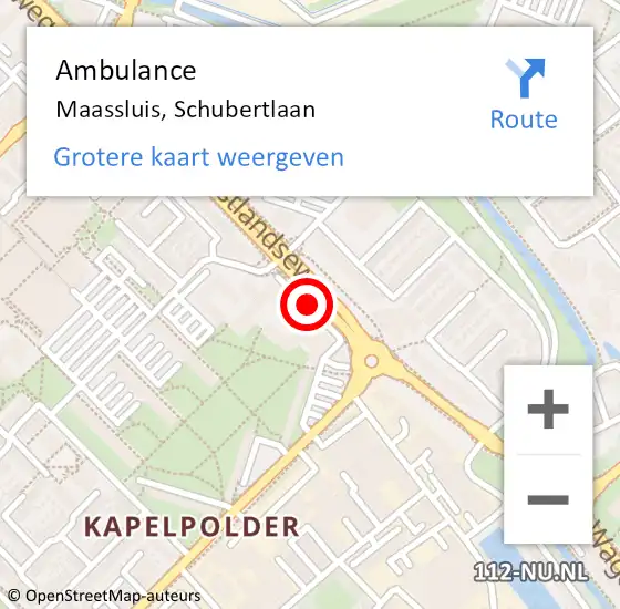 Locatie op kaart van de 112 melding: Ambulance Maassluis, Schubertlaan op 17 april 2018 09:10