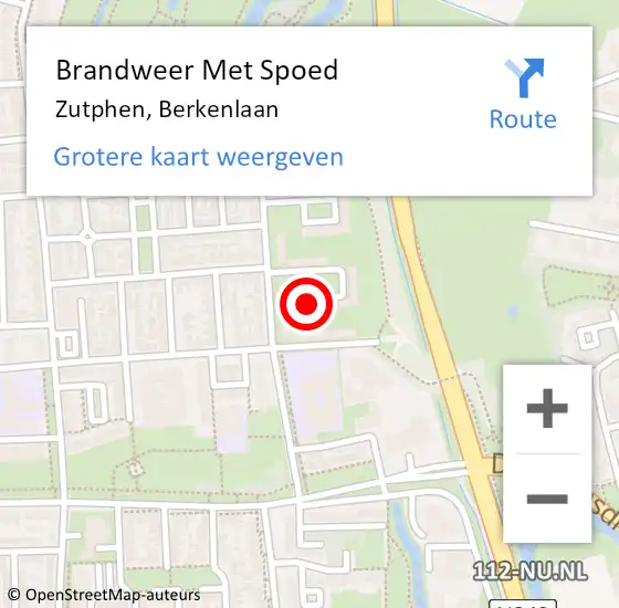 Locatie op kaart van de 112 melding: Brandweer Met Spoed Naar Zutphen, Berkenlaan op 17 april 2018 09:35