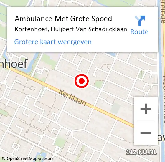 Locatie op kaart van de 112 melding: Ambulance Met Grote Spoed Naar Kortenhoef, Huijbert Van Schadijcklaan op 22 februari 2014 11:39