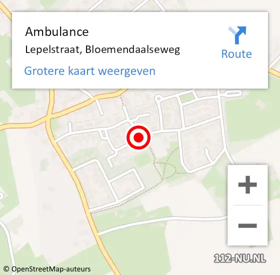 Locatie op kaart van de 112 melding: Ambulance Lepelstraat, Bloemendaalseweg op 17 april 2018 10:07